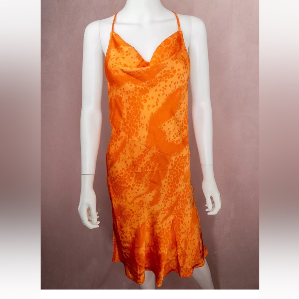 Equipment Womens Orange Slip Dress Size Small Silky Viscose